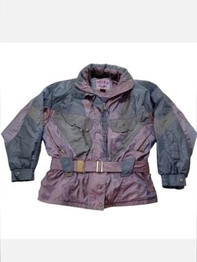 Nevica Vintage Multicolor Jacket 1980s Iridescent Purple Silver Ski Parka Coat